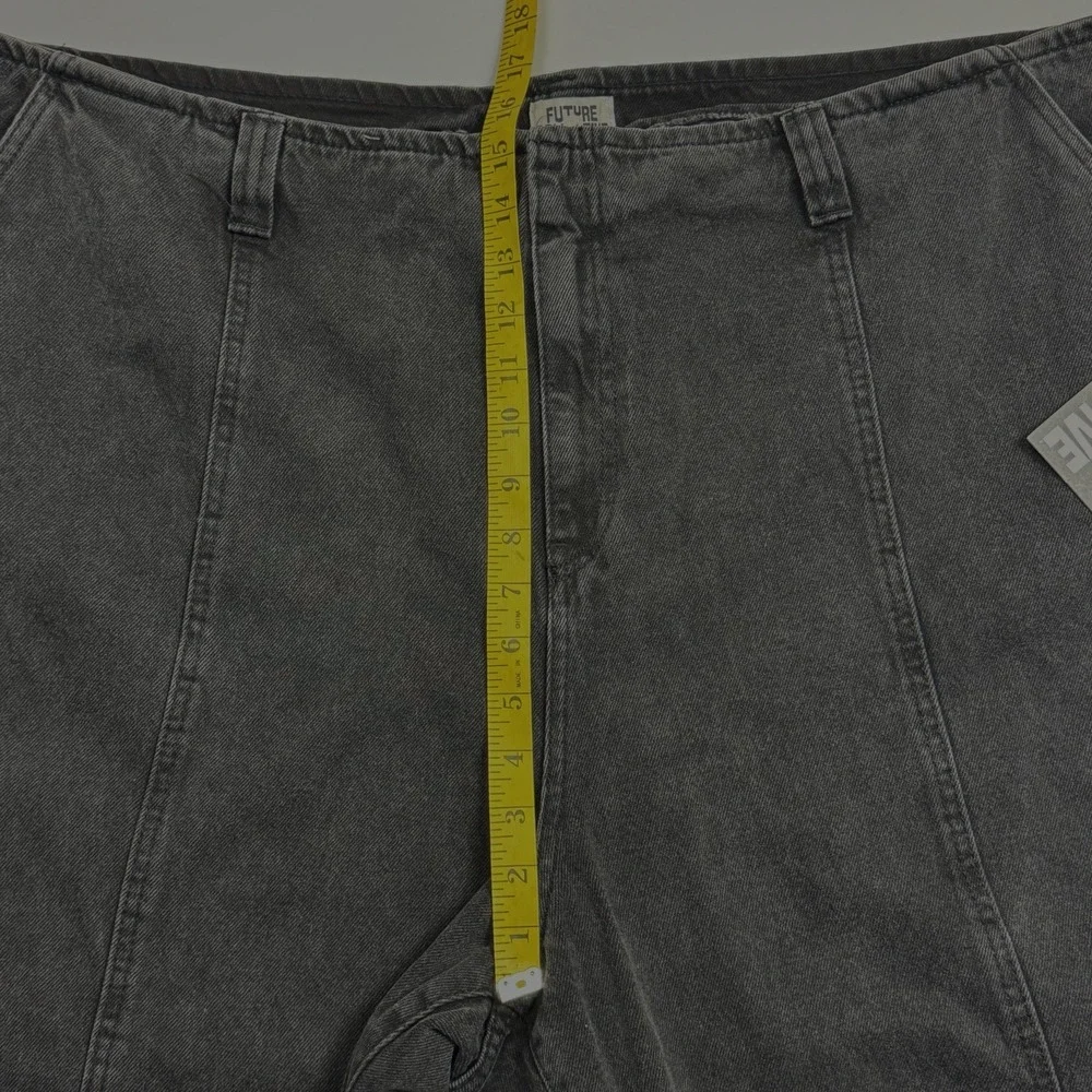 Future Collective Womens Barrel Leg‎ Jeans Black Wash High-rise Wide Leg Size 26